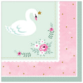 Girl Baby Shower, Swan Luncheon Napkins, 6.5" x 6.5", 16 Ct.
